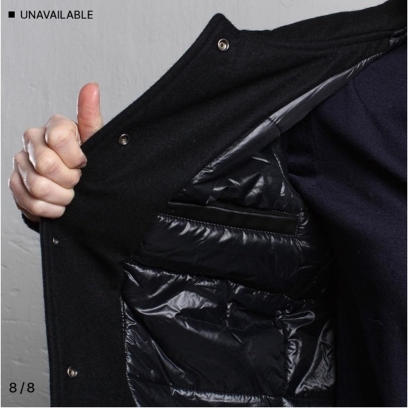 Nike NSW Black Leather Wool Hooded Destroyer Varsity Bomber Jacket Sz S Preppy - Picture 9 of 16